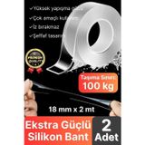 Svein 2 Adet Çok Amaçlı Çift Taraflı İz Bırakmaz Tamir Montaj Bandı Şeffaf Güçlü Silikon Bant 18 mm X 2 mt