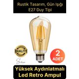 Svein 2 Adet Vintage Spiral Filament Rustik Retro Akkor LED Ampul Yüksek Işıklandırma Lamba Gün Işığı E27