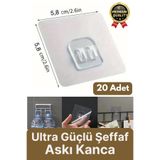Svein 20 Adet Süper Güçlü Şeffaf İz Bırakmaz Suya Dayanıklı Banyo Duş Mutfak Tablo Raf Tutucu Askı Kanca