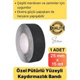 Svein 25 mm x 15 mt Siyah Kaydırmaz Bant Yapışkanlı Merdiven Basamak Zemin Güçlü Tutunabilen Halı
