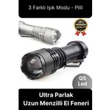 Svein 3 Fonksiyonlu Q5 Led Ultra Parlak Uzun Menzilli Pilli Yüksek Işık Gücüyle Acil Durum Kamp El Feneri