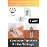 Svein 4 Adet Kendinden Yapışkanlı Mobilya Sabitleme Seti Delme Gerekmez Dolap Raf Tutucu Deprem Güvenliği - Şeffaf