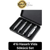 Svein 4'lü Paslanmaz Çelik Hasarlı Bozuk Kırık Dübel Vida Sökücü Set Kutulu Çivi Çıkarıcı Matkap Uç