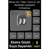 Svein 5 Ad. Ekstra Güçlü Kendinden Yapışkanlı İz Bırakmaz Suya Dayanıklı Banyo Rafı Tablo Ayna Askı Kanca