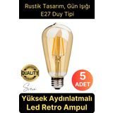 Svein 5 Adet Vintage Spiral Filament Rustik Retro Akkor LED Ampul Yüksek Işıklandırma Lamba Gün Işığı E27