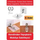 Svein 6 Adet Kendinden Yapışkanlı Mobilya Sabitleme Seti Delme Gerekmez Dolap Raf Tutucu Deprem Güvenliği - Şeffaf