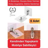 Svein 6 Adet Kendinden Yapışkanlı Mobilya Sabitleme Seti Delme Gerekmez Dolap Raf Tutucu Deprem Güvenliği