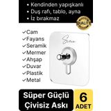 Svein 6 Adet Süper Güçlü Kendinden Yapışkanlı Tutunabilen Çok Amaçlı Çerçeve Tablo Banyo Duş Mutfak Askı