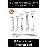 Svein 6 Parça Kovan Tipi Lokma Anahtarı Buji Boru Seti Civata Çinko Kaplı Lavabo Montaj 8-17 mm Arası