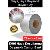 Svein 72 mm x 2 mt Su Geçirmez Sızdırmaz Çatı Boru Dayanıklı Çamur Sakız Bant Alüminyum Tamir Bandı