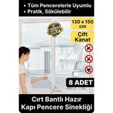 Svein 8 Adet Pratik Cam Pencere Kapı Uyumlu Çift Kanat Yırtılmaz Dayanıklı Kendinden Yapışkanlı Sineklik