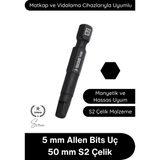 Svein #allen 5 mm Allen Bits Uç 5 cm S2 Çelik Profesyonel Alyan Tornavida Ucu Manyetik Altıgen Vida Sökme Takma Matkap Şarjlı Vidalama Uyumlu Black Pro Series Dayanıklı Hassas Uzun Ömürlü El Aleti Aparatı - 1 - 000-Siyah