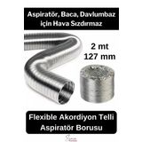 Svein Alüminyum Kopmaz Yırtılmaz Ankastre Baca Aspiratör Davlumbaz Şofben Havalandırma Borusu 2 mt 127 mm
