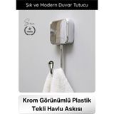 Svein #askı Krom Görünümlü Plastik Tekli Havlu Askısı Banyo Mutfak Duvar Askı Havlu Tutucu Duvara Monte Şık ve Modern Minimal Paslanmaz Fonksiyonel Fayans Üzeri Havluluk Sağlam Dayanıklı Uzun Ömürlü - 1