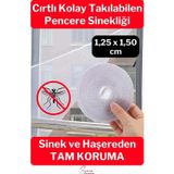 Svein Ayarlanabilir Pratik Pencere Cam Kapı Sineklik Cırt Bantlı Hazır Yapışkanlı 125 cm x 150 cm - 5,6 mt