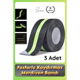 Svein #bant 3 Adet Fosforlu Kaydırmaz Merdiven Bandı 5 cm x 3 M Fotolümenli Yeşil Zemin Güvenlik Basamak
