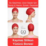 Svein #bone Su Geçirmez Kaymaz Silikon Yüzücü Bonesi Yüzme Şapkası Uzun Saç Yetişkin Esnek Havuz Deniz - Standart - Çok Renkli