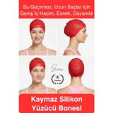 Svein #Bone Su Geçirmez Kaymaz Silikon Yüzücü Bonesi Yüzme Şapkası Uzun Saç Yetişkin Esnek Havuz Deniz