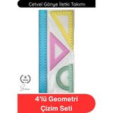 Svein #cetvel 4'lü Geometri Çizim Seti Şeffaf Renkli Cetvel Gönye Iletki Takımı Okul Öğrenci Teknik Resim Matematik Ölçüm Kırtasiye Eğitim Araçları Dayanıklı Hassas Çizim Ekipmanı#