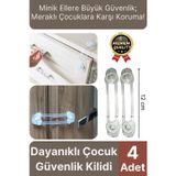 Svein Çok Amaçlı Çekmece Dolap Kapağı Koruma Aparatı Ayarlanır Çocuk Bebek Güvenlik Kilidi 4 Adet 12 Cm