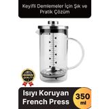 Svein Çok Amaçlı Isıyı Koruyan Süzgeçli Bitki Çayı Filtre Kahve Demlik Ölçü Kabı Cam French Press 350 ml