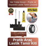Svein Çok Amaçlı Pratik Patlayan Tekerlek Araç Bisiklet Lastik Tamir Kiti Macun Fitil Atma Seti 6 Parça
