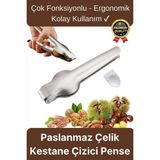 Svein Çok Fonksiyonlu Ergonomik Kaymaz Paslanmaz Çelik Kabuk Kırma Açma Aleti Metal Kestane Çizici Pense - Gri