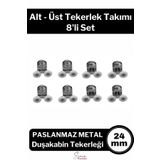 Svein Dayanıklı Duşakabin Tekerleği Alt Üst Sürgülü Cam Kabin Tekeri Rulman Metal Gövdeli 8 li Set
