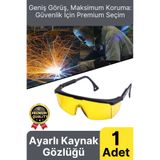 Svein Dayanıklı Hafif Sarı Geniş Görüş Açılı Atölye Endüstriyel Ayarlı Çapak Kaynak Gözlüğü 12x30cm 1 Adet