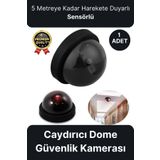 Svein Deluxe 5 Metre Harekete Duyarlı Pilli Yanıp Sönen Kırmızı Işıklı Caydırıcı Dome Güvenlik Kamerası