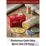 Svein #dikiş Paslanmaz Çelik Dikiş Iğnesi Seti 25 Parça Profesyonel Terzi Nakış Hobi El Dikiş Kiti Kumaş Tamir Aksesuarı Çok Boyutlu Dayanıklı Saklama Kutulu Hassas Dikiş Malzemesi - 1