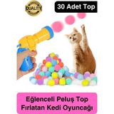 Svein Eğlenceli Peluş Top Atan Interaktif Kedi Oyuncağı Hareketli Aksesuar Etkileşimli Oyuncak Fırlatıcı - Ahşap