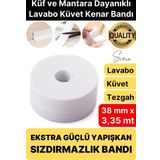Svein Ekstra Kalın 3.35 mt Banyo Küvet Duşakabin Mutfak Tezgah Lavabo Su Sızdırmaz Kenar Bandı Beyaz Bant