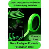 Svein #fosforlubant Gece Parlayan Fosforlu Fotolümen Bant 15MM x 5 Metre Kendinden Yapışkanlı Acil Çıkış Yönlendirme Şeridi Güvenlik Merdiven Basamak Uyarı Işaretleme Işık Depolayan Parlak Iz Bantı