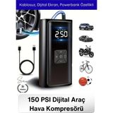 Svein #havakompresör Dual Mod 150 Psı LED Powerbank Dijital Ekranlı Şarjlı Taşınabilir Araç Hava Kompresörü Lastik Şişirme Kablosuz Güçlü Basınç Ölçer Otomatik Kapanma Acil Durum Pompası Çok Amaçlı