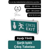 Svein Işıklı Aşağı Çift Yönlü Acil Çıkış Exit Tabelası Şarjlı Yönlendirme Parlayan Armatür Uyarı Levhası - diğer - 1 Adet