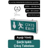 Svein Işıklı Aşağı Çift Yönlü Acil Çıkış Exit Tabelası Şarjlı Yönlendirme Parlayan Armatür Uyarı Levhası
