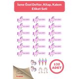 Svein Isme Özel Unicorn Sticker Isimlik Okul Defter Kitap Kalem Etiket Seti 132 Adet Çocuk Çıkartma