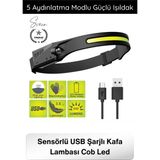Svein #kafafeneri Sensörlü USB Şarjlı Kafa Lambası Cob LED 5 Aydınlatma Modlu Güçlü Işıldak Dahili Pilli Ayarlanabilir Bantlı Kötü Koşullara Dayanıklı Kamp Balıkçılık Tamir Outdoor Çalışma Feneri - 1