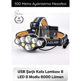 Svein #kafalambası USB Şarjlı Kafa Lambası 8 LED 8 Modlu 6000 Lümen Su Geçirmez Profesyonel Kafa Feneri Cob T6 Xpe Sensörsüz Kamp Balıkçılık Avcılık Koşu Tamir Outdoor Işıldak - 1 - 010 - Beyaz