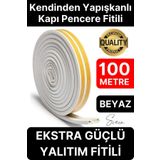 Svein Kalın Kauçuk 2X50=100 mt Ekstra Uzun Beyaz Kapı Pencere Fitili Soğuk Koruyucu Geçirmez Izolasyon
