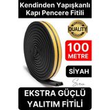 Svein Kalın Kauçuk 2X50=100 mt Ekstra Uzun Siyah Kapı Pencere Fitili Soğuk Koruyucu Geçirmez Izolasyon