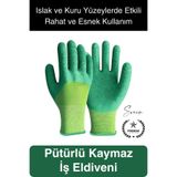 Svein Kaymaz Dayanıklı Pütürlü Montaj İş Eldiveni Camcı Yarı Kaplama Güvenli Sağlam Lastikli Rahat Esnek
