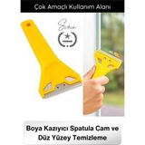 Svein #kazıyıcı Profesyonel Boya Kazıyıcı Spatula Cam Kazıma Aparatı Yüzey Temizleme Bıçağı Paslanmaz Çelik Jiletli Etiket Harç Silikon Sökücü Ergonomik Saplı Endüstriyel Temizlik Aleti 1 Adet - 02-Sarı