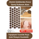 Svein #Keçe Yapışkanlı Yuvarlak Keçe 20mm 48 Adet Kahve Mobilya Altı Zemin Koruyucu Çizik Önleyici Sessiz Kaydırmaz Masa Sandalye Dolap Ayak Pedi Parke Laminat Fayans Koruma Dayanıklı Kendinden Yapışkanlı