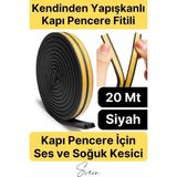 Svein Kendinden Yapışkanlı Kauçuk Kapı ve Pencere Soğuk İzolasyon Bandı Fitili 20 mt Siyah