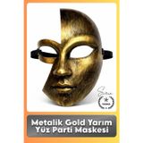 Svein #Maske Metalik Gold Yarım Yüz Parti Maskesi Antik Efektli Eskitme Maskeli Balo Kostüm Aksesuarı