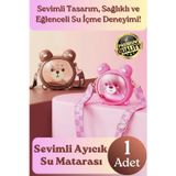 Svein #Matara Kaliteli BPA İçermez Askılı Pipetli Çocuk Okul 3D Desenli Sevimli Ayıcık Model Su Matarası