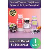 Svein #matara Kaliteli Bpa Içermez Pipetli Askılı Çocuk Okul 3D Desenli Sevimli Robot Şeklinde Su Matarası - diğer - Karışık-Çok Renkli