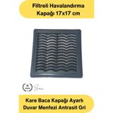Svein #Menfez Kare Baca Kapağı Ayarlı Duvar Menfezi Antrasit Gri Filtreli Havalandırma Kapağı Plastik Ventilasyon Paneli Toz Böcek Önleyici Dekoratif Hava Çıkış Izgarası Dayanıklı Kullanım 17x17 cm